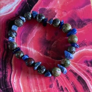 Blue and Green Beaded Bracelet